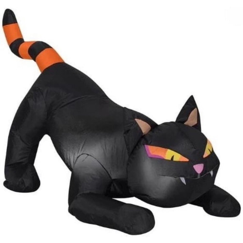 New Airblown Inflatable Black Cat 4ft Halloween Yard Decor LED Lights New